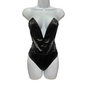 Style by GG black satin bodysuit S